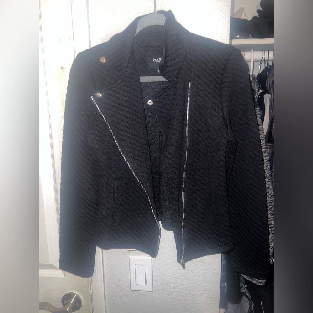 Black Moto Jacket Quilted Womens Small WORN ONCE